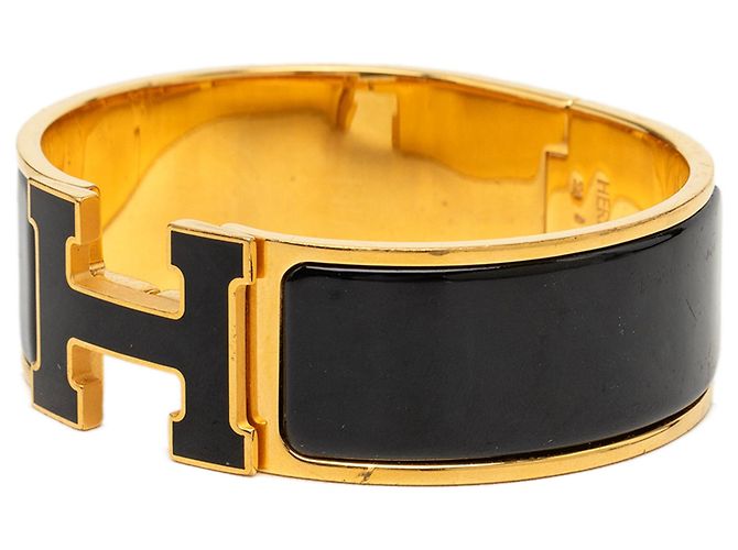 Bracciale Hermès Clic Clac H Largo in Smalto Nero PM - vista 2
