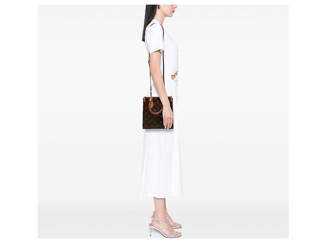 Borsa Louis Vuitton Monogram Sac Plat BB Marrone - vista 6