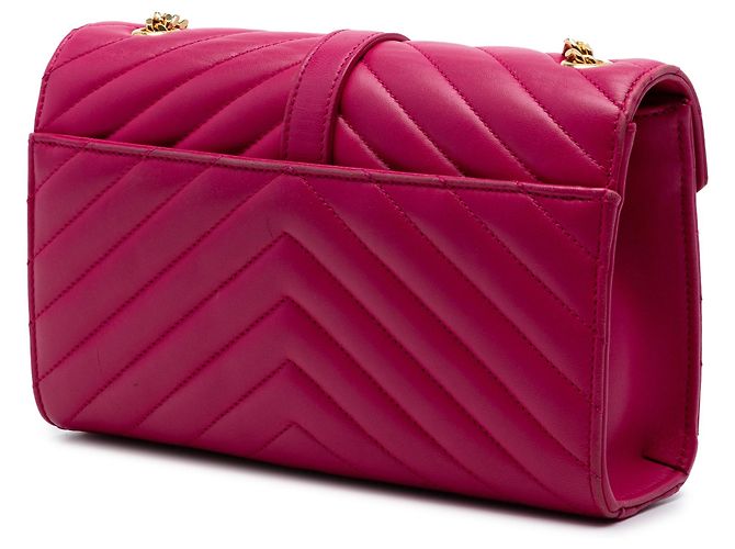 Autre Marque Borsa Busta Saint Laurent Small in pelle di vitello Chevron Monogram Rosa - vista 2