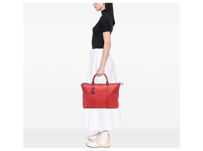 Borsa Satchel Gucci in pelle rossa con ciondolo GG Rosso - vista 9