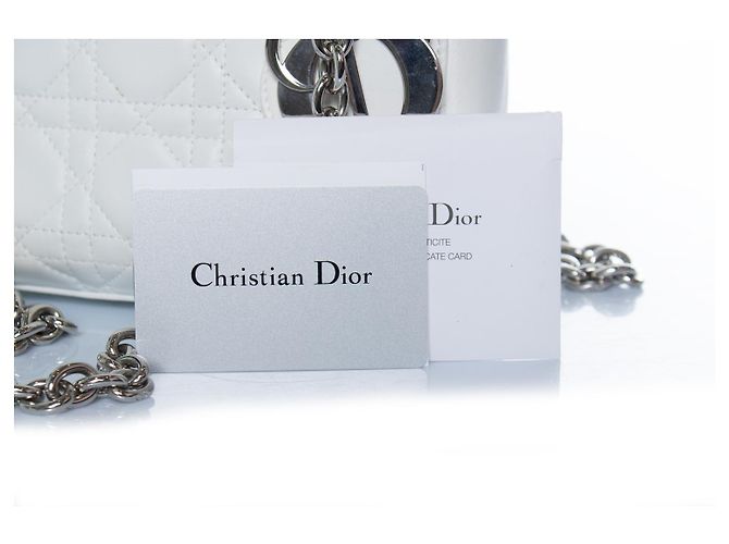 Christian Dior, borsa Cannage lady a doppia catena Argento Bianco - vista 10