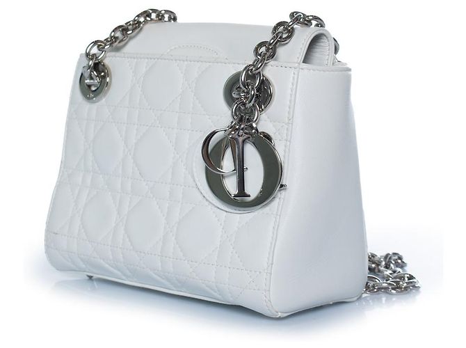 Christian Dior, borsa Cannage lady a doppia catena Argento Bianco - vista 2