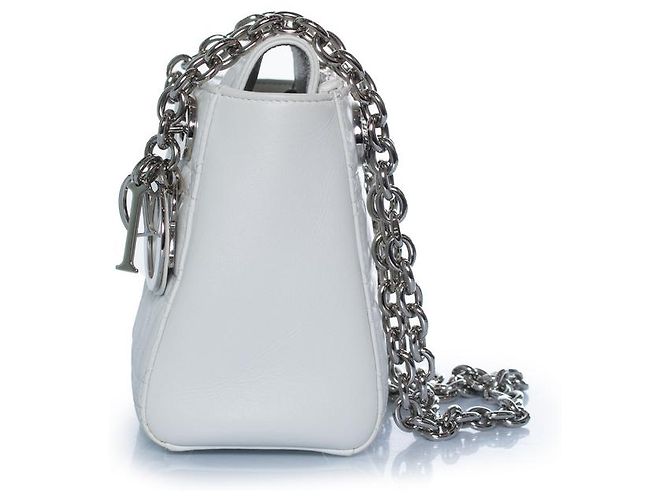 Christian Dior, borsa Cannage lady a doppia catena Argento Bianco - vista 3