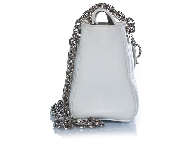 Christian Dior, borsa Cannage lady a doppia catena Argento Bianco - vista 6