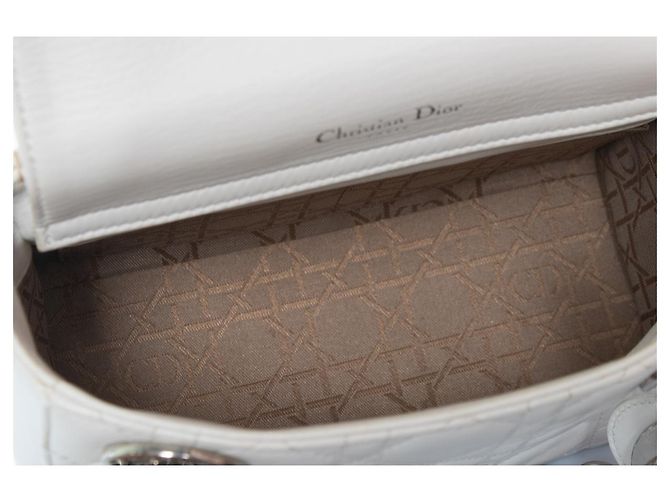 Christian Dior, borsa Cannage lady a doppia catena Argento Bianco - vista 9