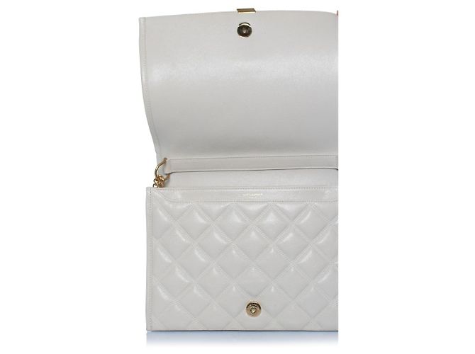 Autre Marque Saint Laurent, mala becky em pele acolchoada bege - vista 10