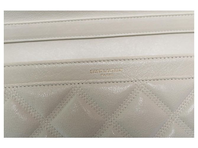Autre Marque Saint Laurent, mala becky em pele acolchoada bege - vista 6