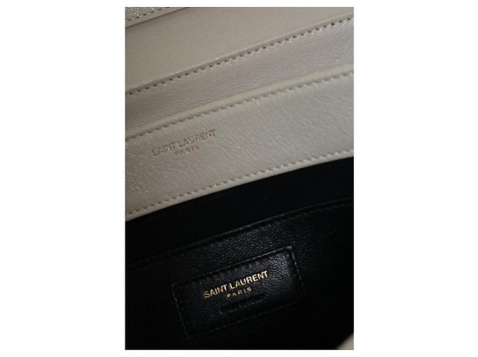 Autre Marque Saint Laurent, mala becky em pele acolchoada bege - vista 7
