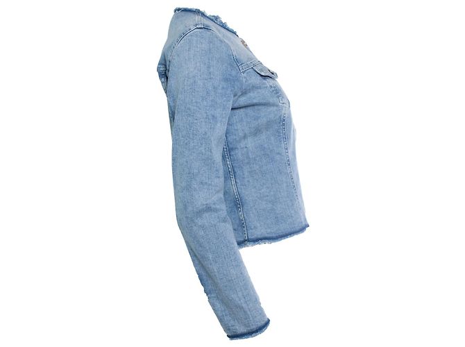 7 for all mankind, Denimjacke mit rohen Kanten Blau - Ansicht 4