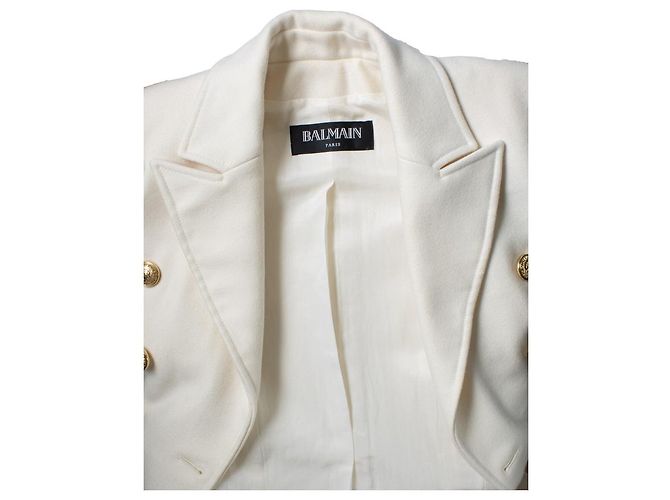 Balmain, Peacoat aus Wolle und Kaschmir Weiß - Ansicht 10