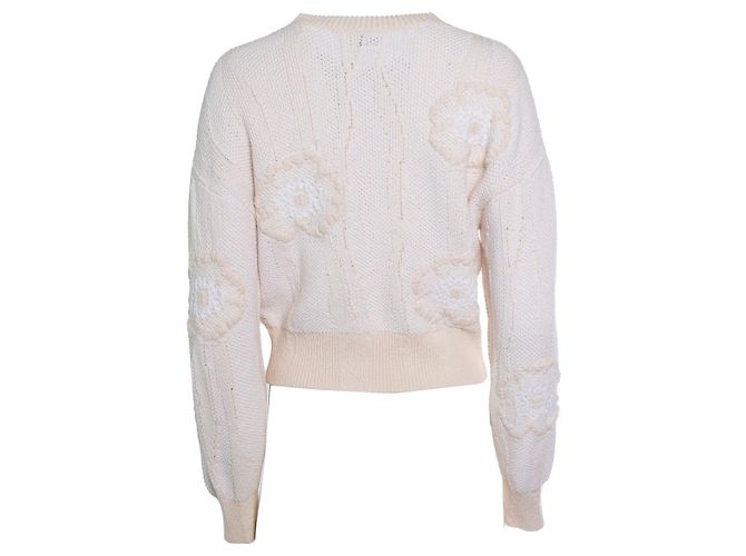 Chanel, Strickpullover mit Kamelie in lachsfarben Orange - Ansicht 3