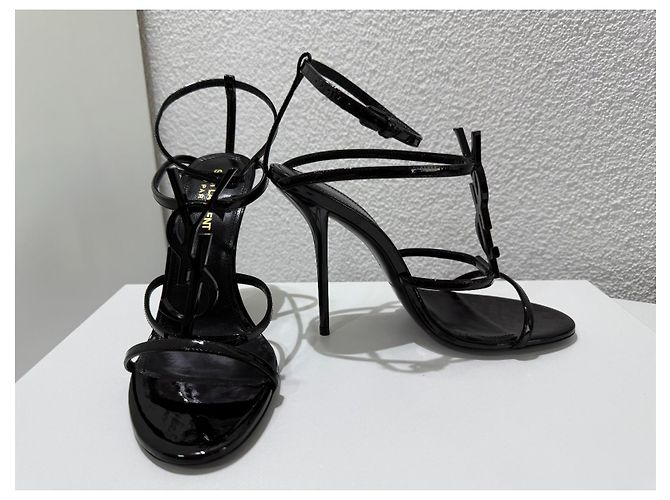 Autre Marque Saint Laurent Cassandra Sandali Vernice Nera 37 Nero - vista 9
