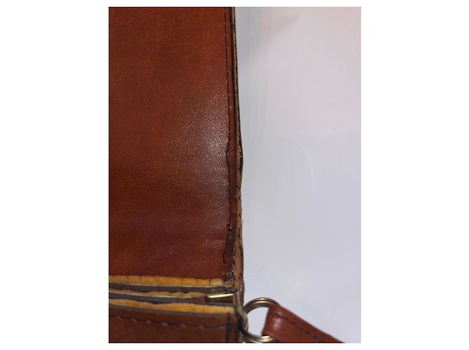 Bolso de mano Christian Dior en cuero grabado cocodrilo con correa Castaño Caramelo - vista 9