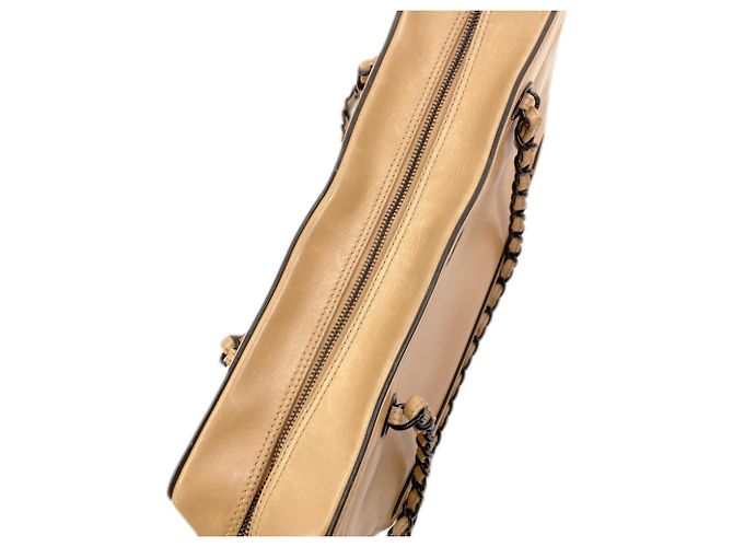 Borsa Tote con catena Chanel in vitello beige - vista 10