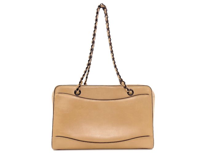 Borsa Tote con catena Chanel in vitello beige - vista 2