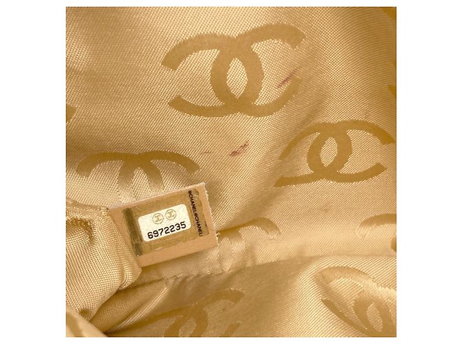 Borsa Tote con catena Chanel in vitello beige - vista 7