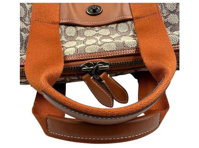 Borsa Boston Coach Signature Beige - vista 7