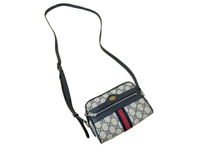 Borsa a tracolla GUCCI Ophidia Beige Blu navy - vista 7