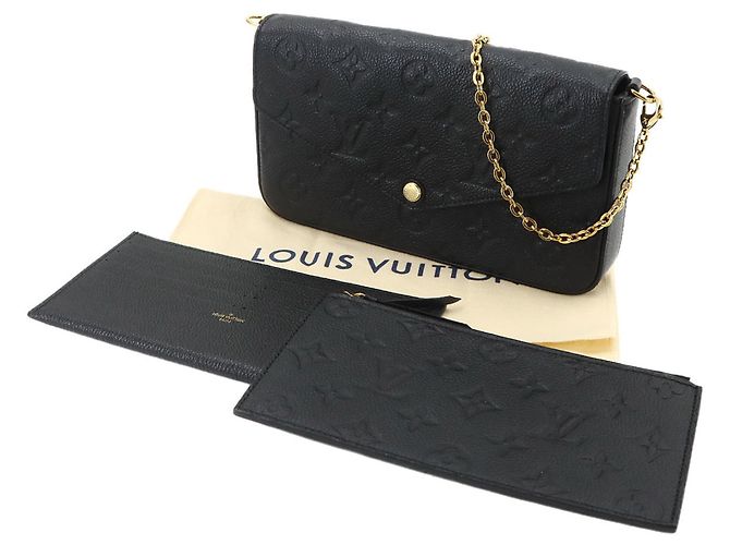 Louis Vuitton Monogram Empreinte Pochette Felicie Chain Wallet Nero - vista 2