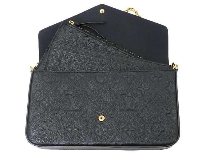 Louis Vuitton Monogram Empreinte Pochette Felicie Chain Wallet Nero - vista 7