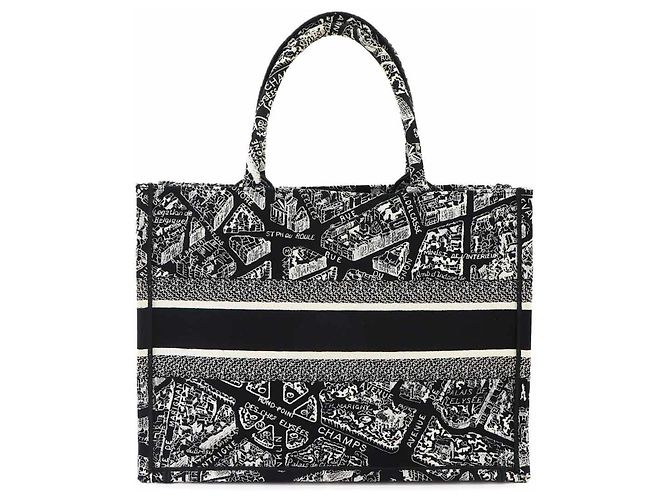 Christian Dior Book Tote Medium Handtasche Schwarz Weiß - Ansicht 2