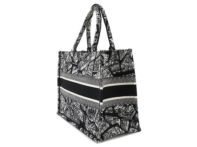 Christian Dior Book Tote Medium Handtasche Schwarz Weiß - Ansicht 3