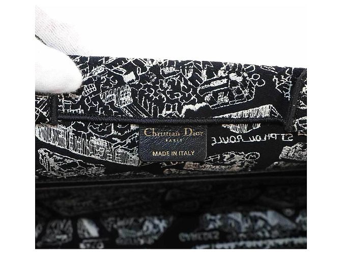 Christian Dior Book Tote Medium Handtasche Schwarz Weiß - Ansicht 7