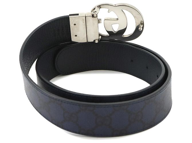 Cinturón reversible Gucci GG Marmont Negro Azul marino - vista 2