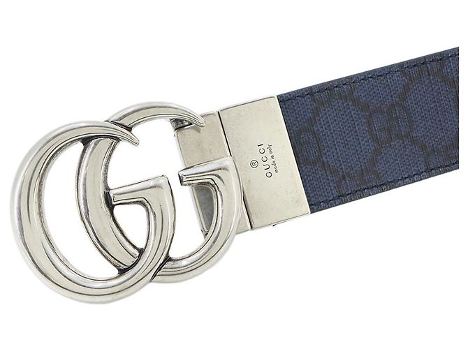 Cinturón reversible Gucci GG Marmont Negro Azul marino - vista 5