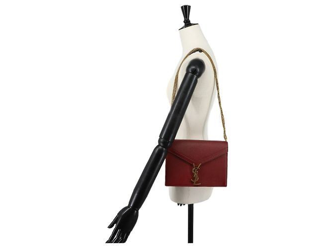 Autre Marque Borsa a tracolla con catena Saint Laurent Cassandre Envelope Rosso - vista 9