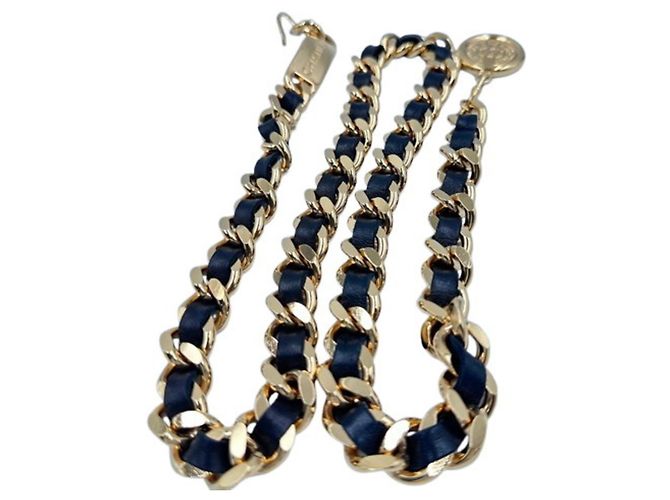 Cinto de corrente Chanel Coco Mark Preto Dourado - vista 4