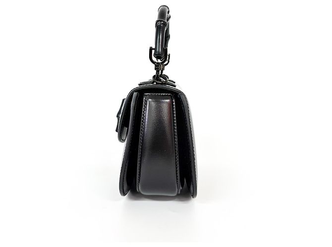 Gucci Bamboo 1947 Top Handle Leather Mini Nero - vista 3