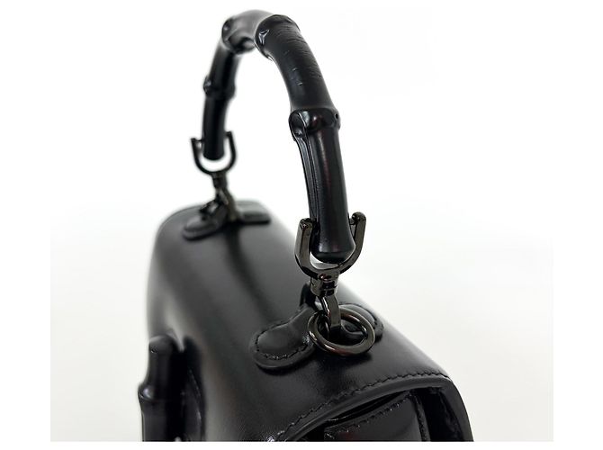 Gucci Bamboo 1947 Top Handle Leather Mini Nero - vista 6