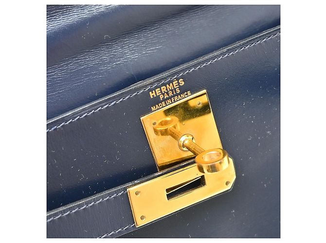Hermès Hermes Kelly Blue Box Calf with Gold Hardware 28 Blu navy - vista 7