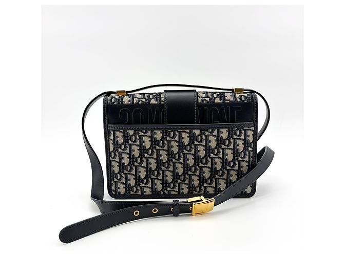 Christian Dior 30 Montaigne Flap Oblique Canvas Blu - vista 2