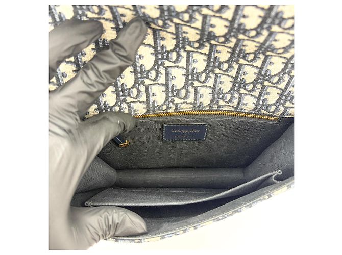 Christian Dior 30 Montaigne Flap Oblique Canvas Blu - vista 5