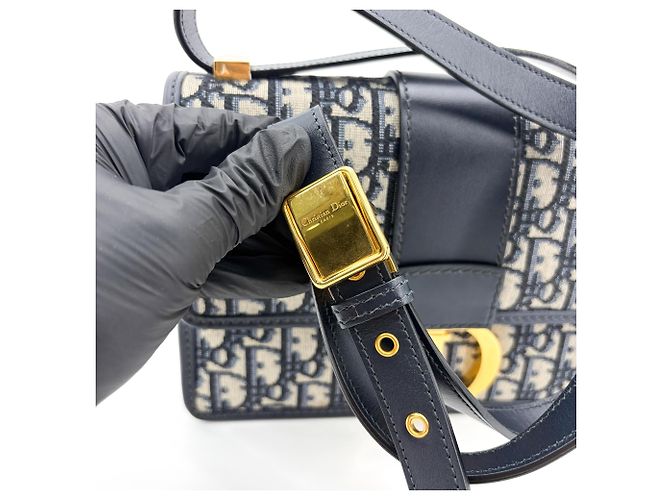 Christian Dior 30 Montaigne Flap Oblique Canvas Blu - vista 7