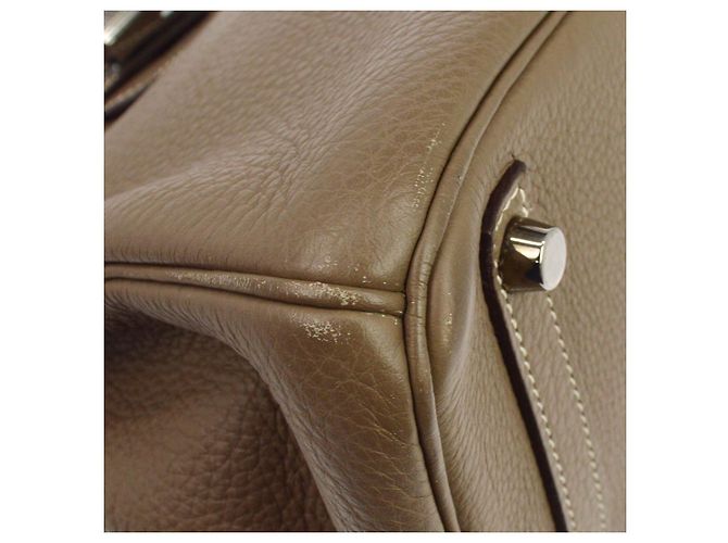 Hermès Hermes Birkin Grey Clemence con Palladium Hardware 30 Castaño - vista 3