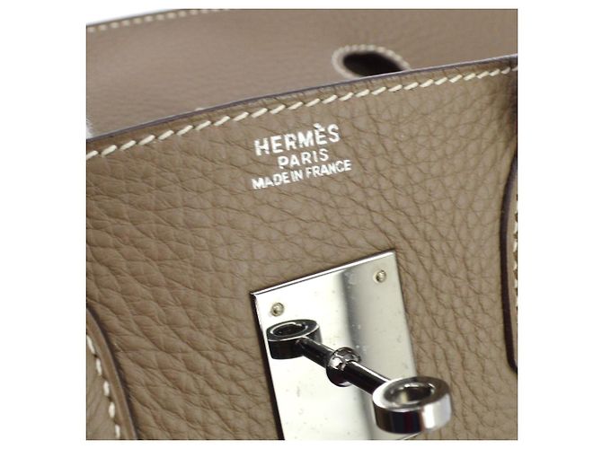 Hermès Hermes Birkin Grey Clemence con Palladium Hardware 30 Castaño - vista 7