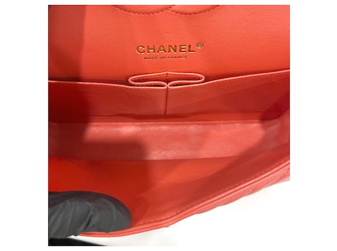 Chanel Classic Double Flap Chevron Lambskin Medium Rosso - vista 5
