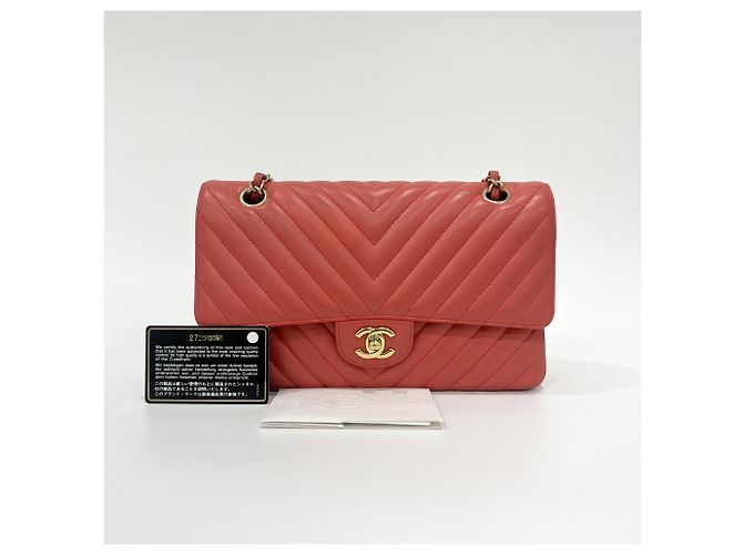 Chanel Classic Double Flap Chevron Lambskin Medium Rosso - vista 7