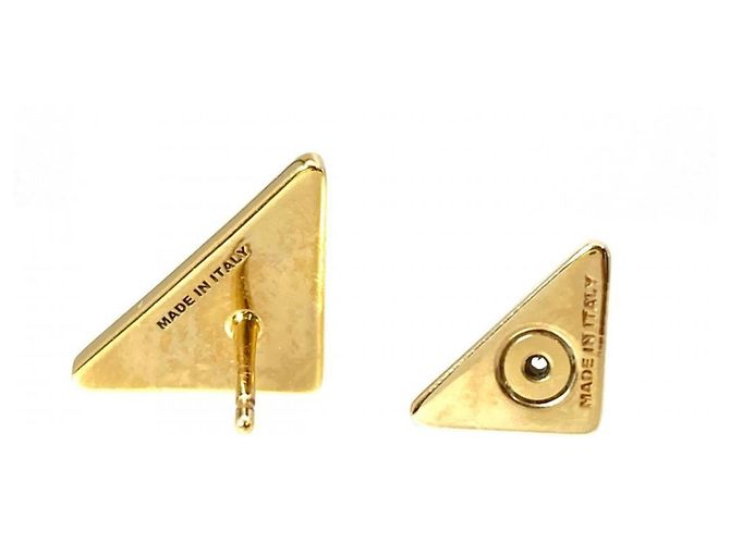 Prada Logo Emaille Metall-Stecker Ohrringe - Ansicht 4