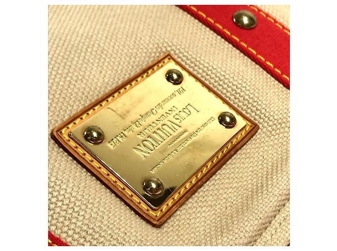 Borsa Tote Louis Vuitton Antigua Cabas MM Rosso Beige - vista 5