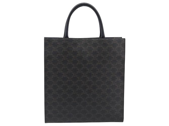 Céline Celine Vertical Cabas Triomphe Coated Canvas Medium Marrone - vista 2