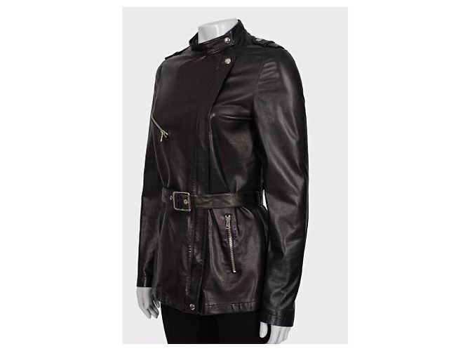Gucci Gürteljacket aus schwarzem Leder - IT 40 / S gebraucht - Ansicht 2