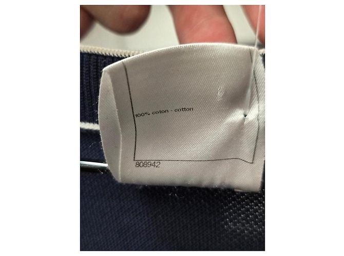 Camiseta de algodón azul CHANEL con ribete contrastado blanco Sz.38 de segunda mano - vista 6