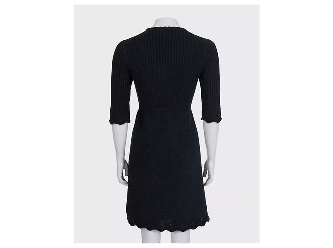 Timeless Chanel schwarzes Kleid mit Gürtel aus 100% Cashmere - FR 36 / S gebraucht - Ansicht 3