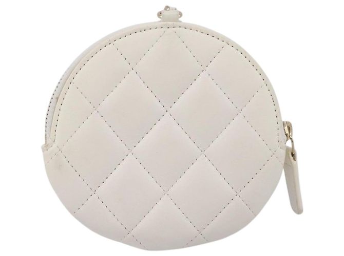 Clutch Rotonda Chanel Camellia con Catena in Pelle d'Agnello Bianco - vista 2