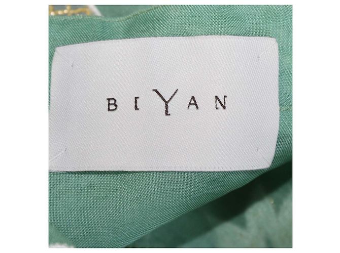 Abito maxi Biyan in mesh verde con ricami floreali - vista 5