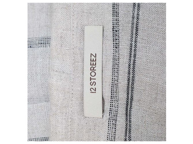 Autre Marque 12 Storeez Leinenhemd, grau-beige gestreift - Ansicht 5